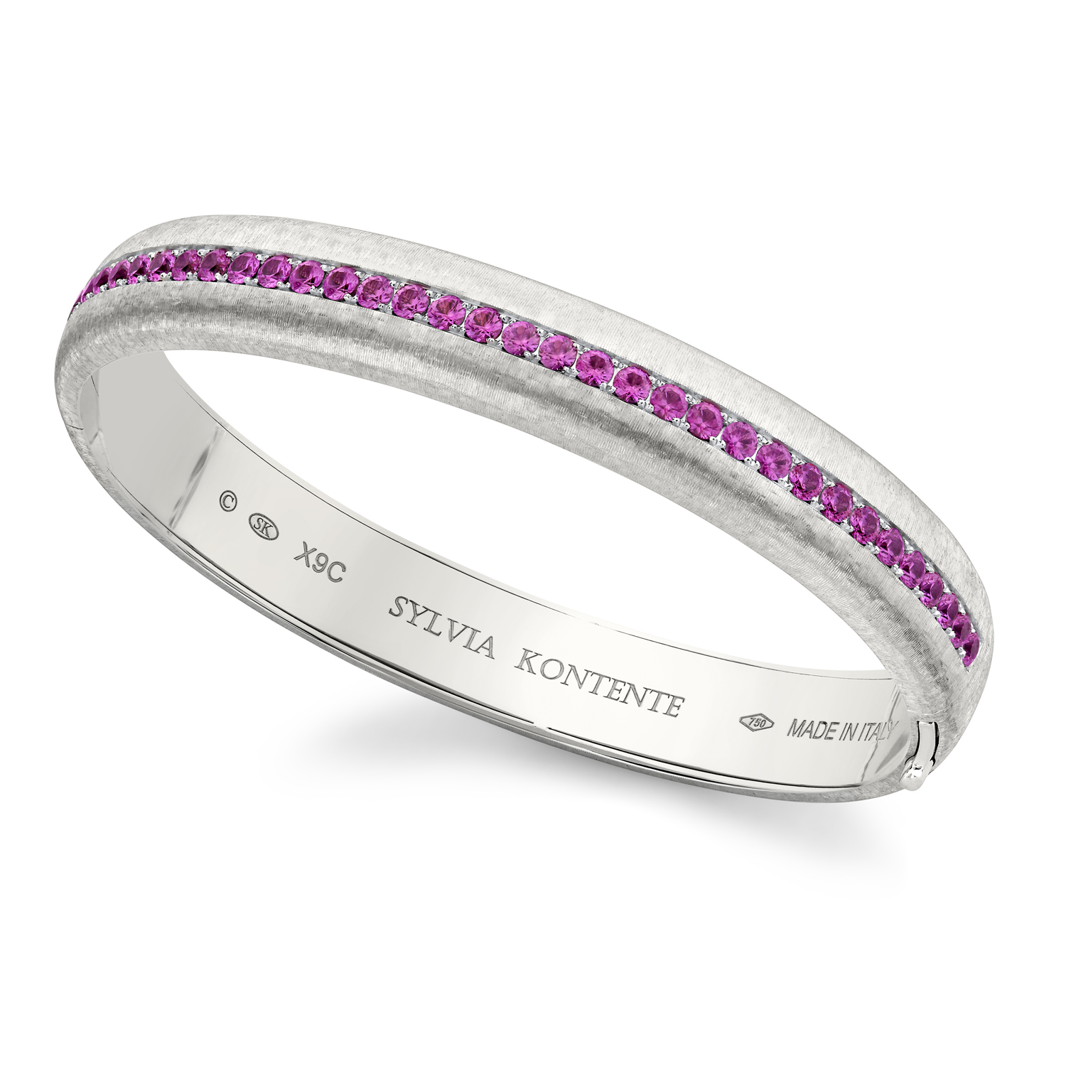 gold bracelet with pink sapphire