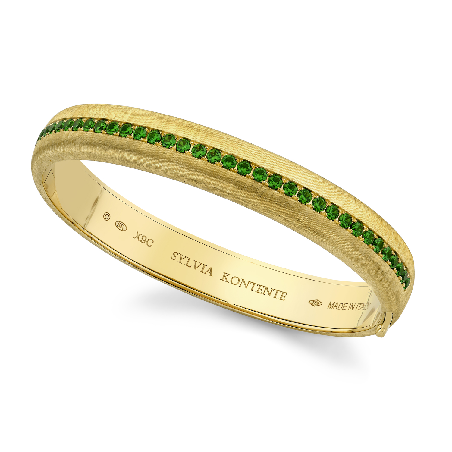 gold bracelet with tsavorite