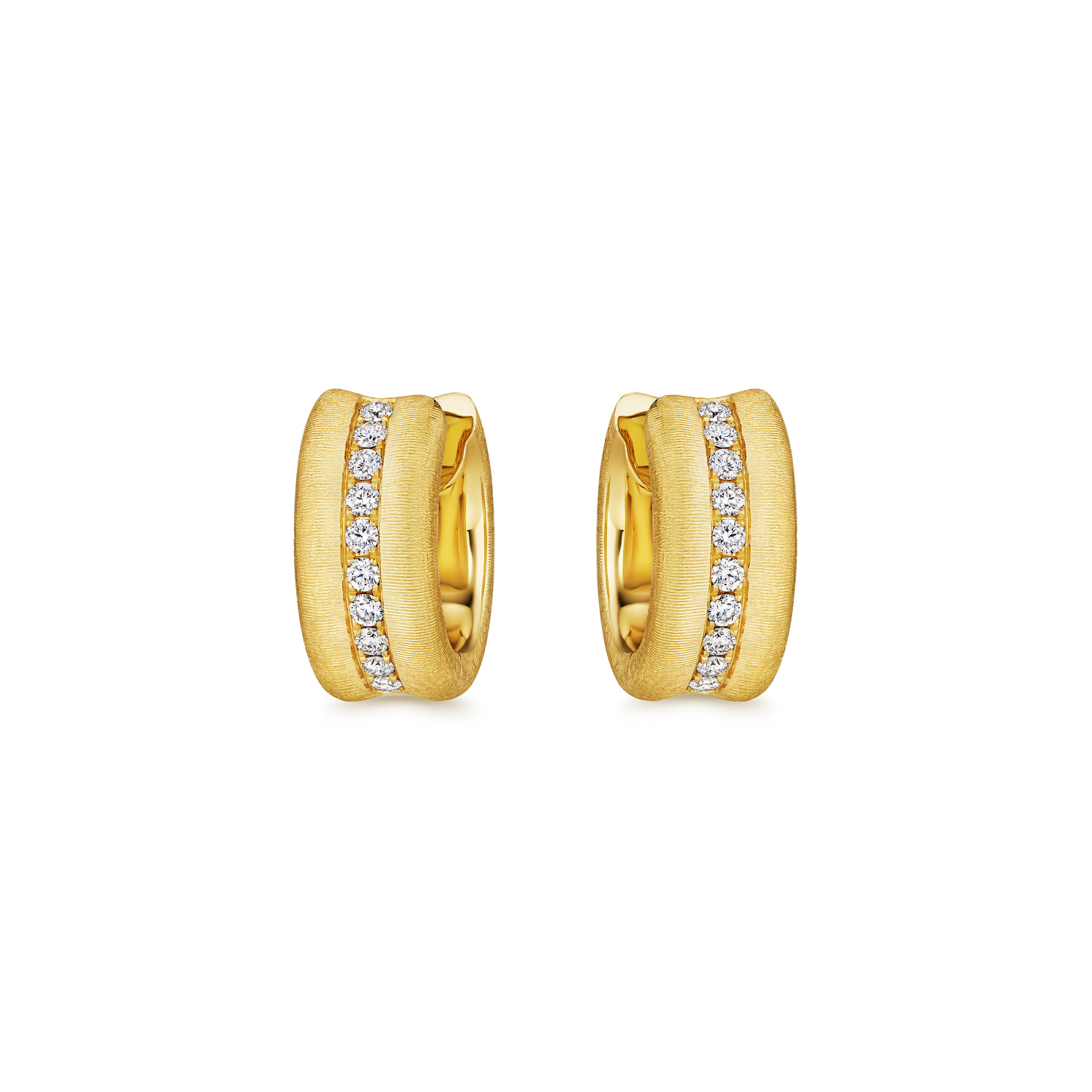 Yellow gold and diamonds hoops