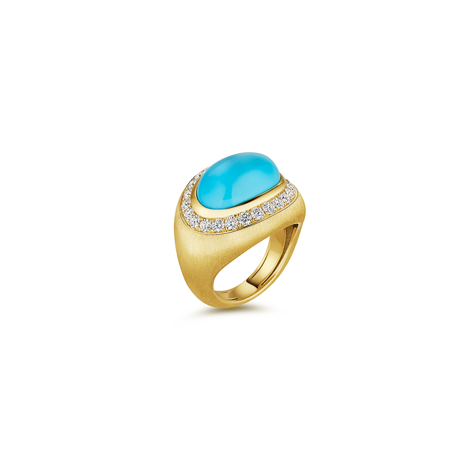 Yellow gold and turquoise ring