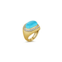 Gold Turquoise and Diamond Ring