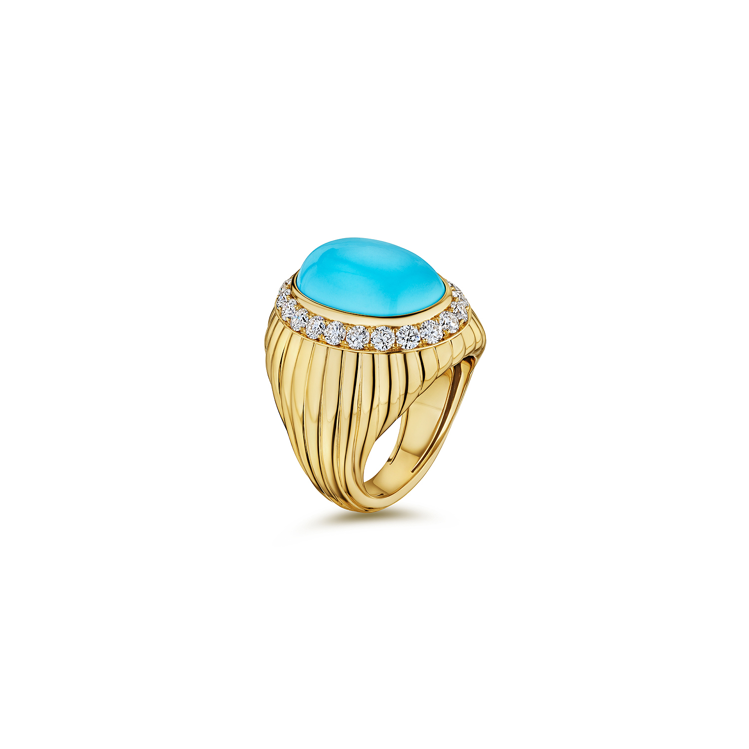 yellow gold turquoise ring
