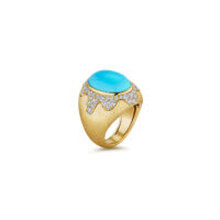 Gold Turquoise and Diamond Ring