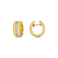 Yellow gold and diamonds hoops