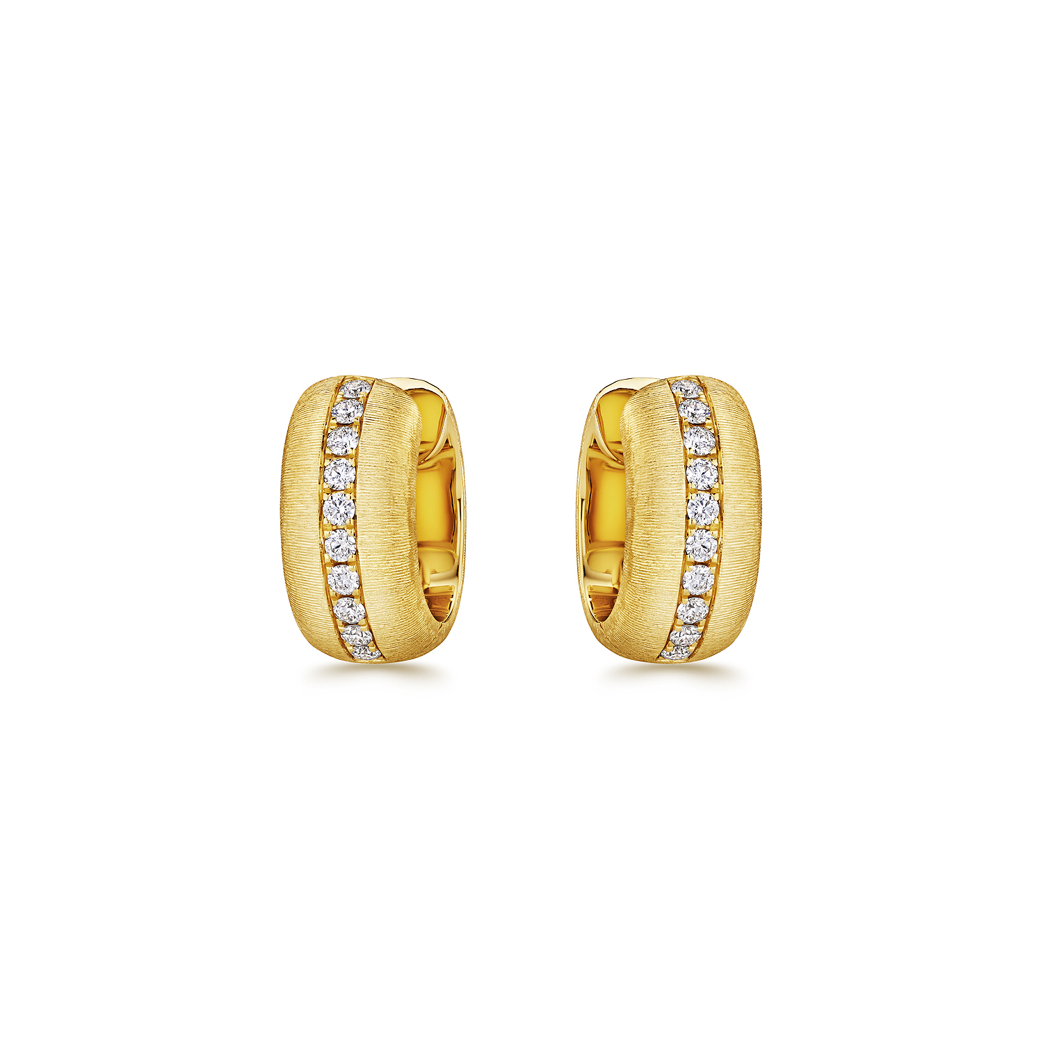 Yellow gold and diamonds hoops