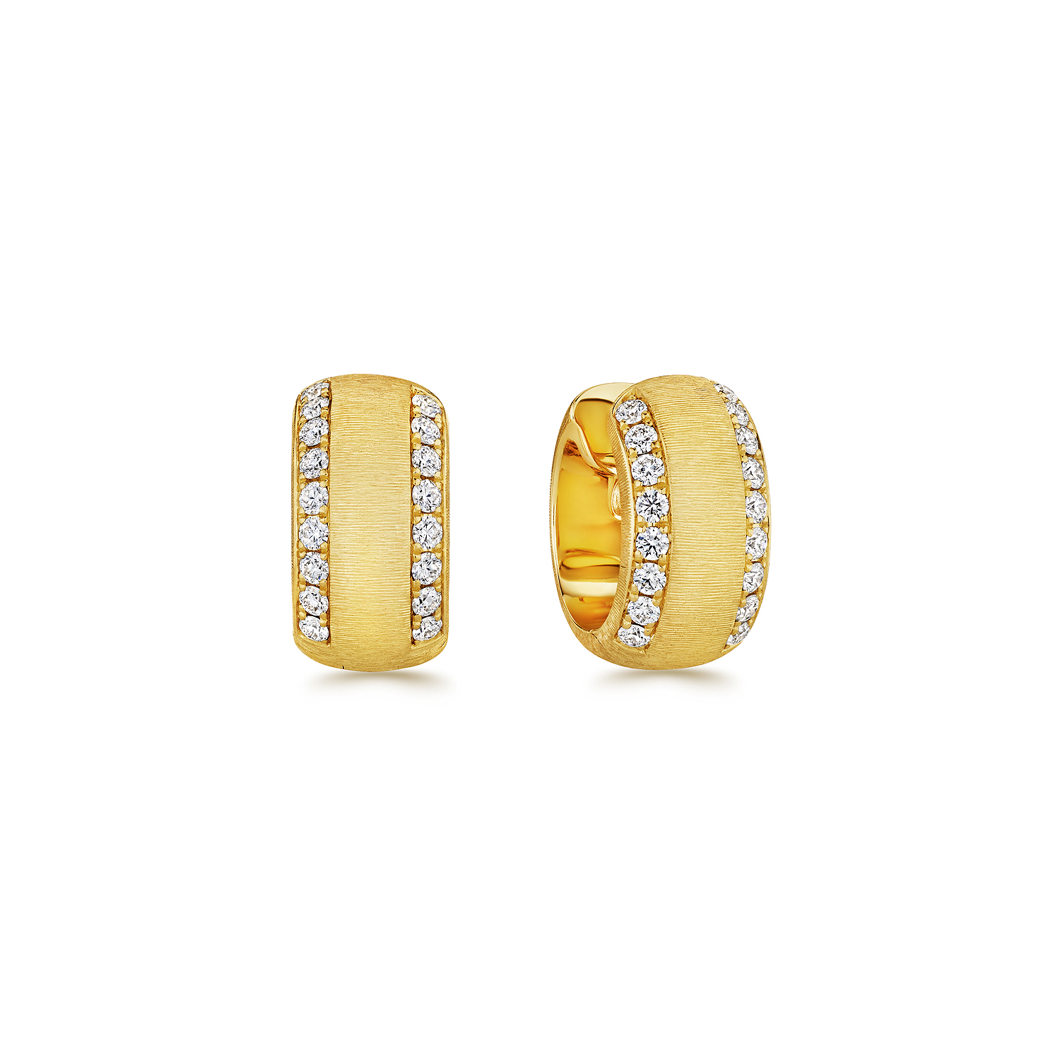 Yellow gold and diamonds hoops