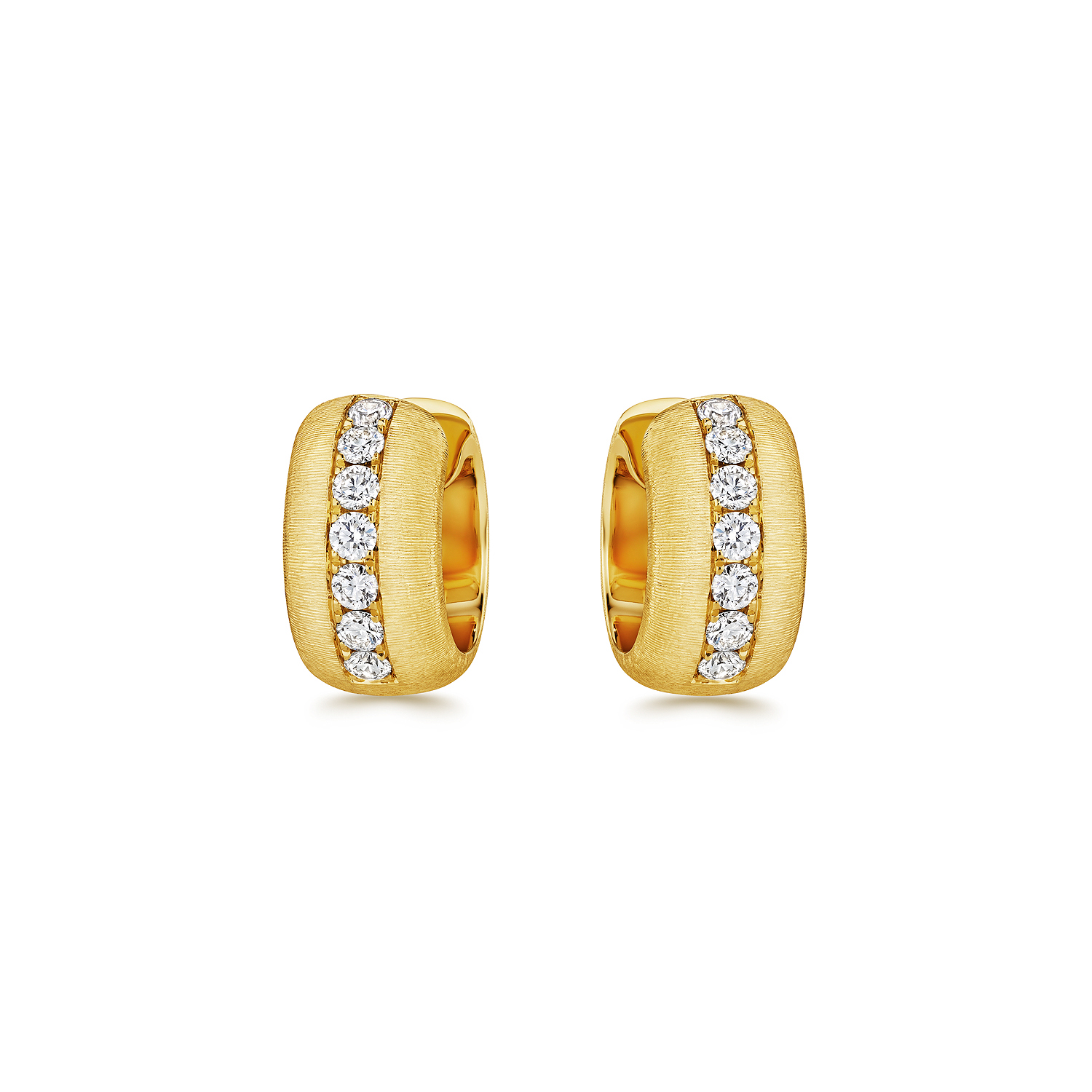 Yellow gold and diamonds hoops