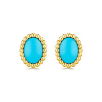 Yellow gold turquoise studs