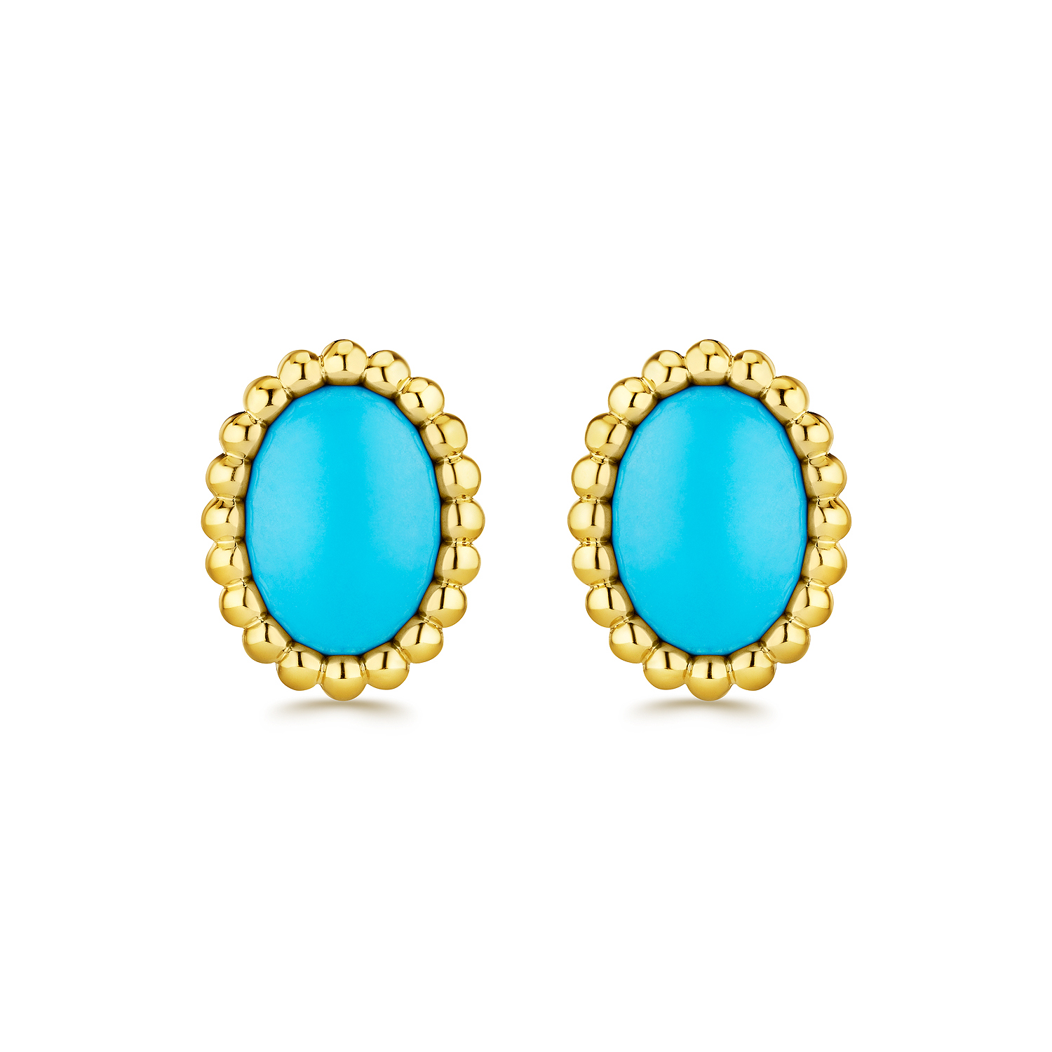 Yellow gold turquoise studs
