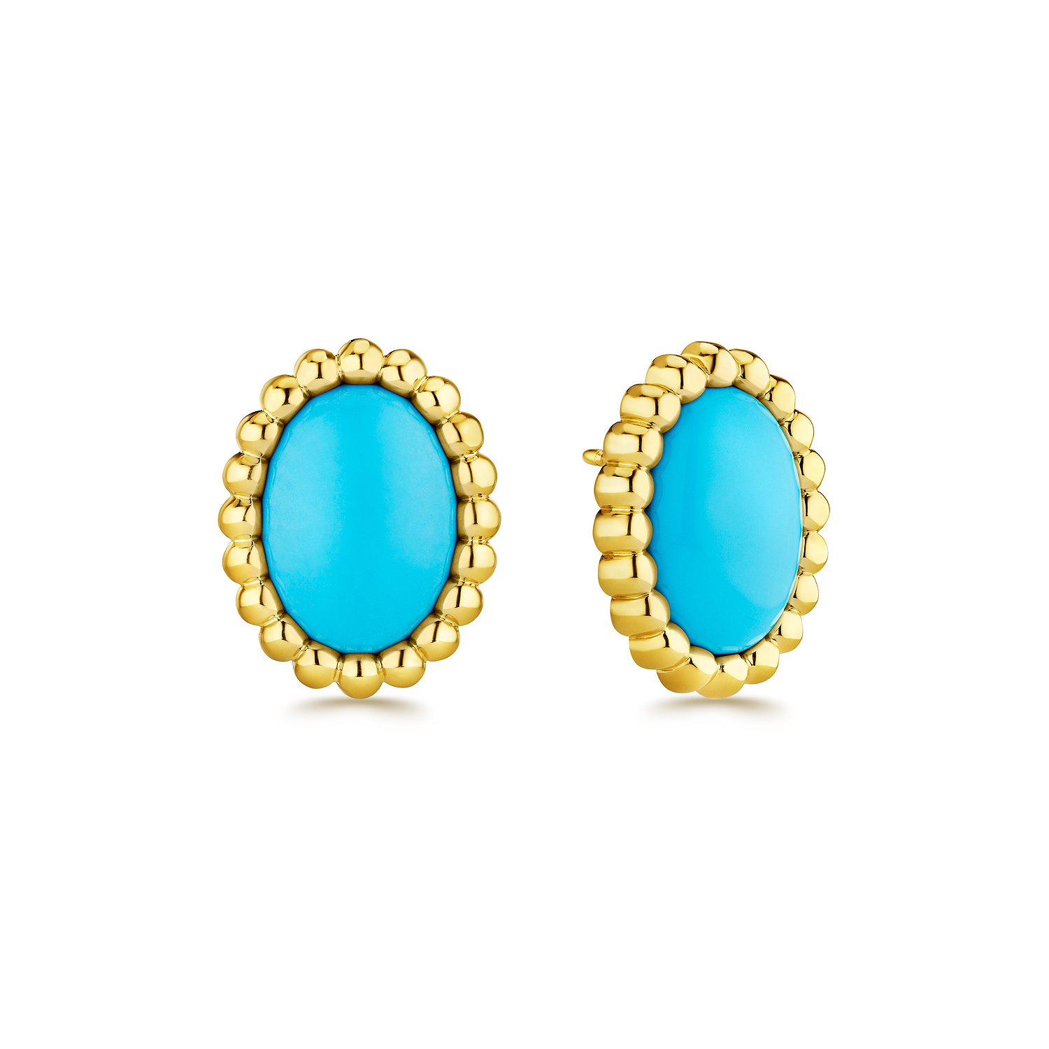 Yellow gold turquoise studs