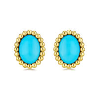 Yellow gold turquoise studs