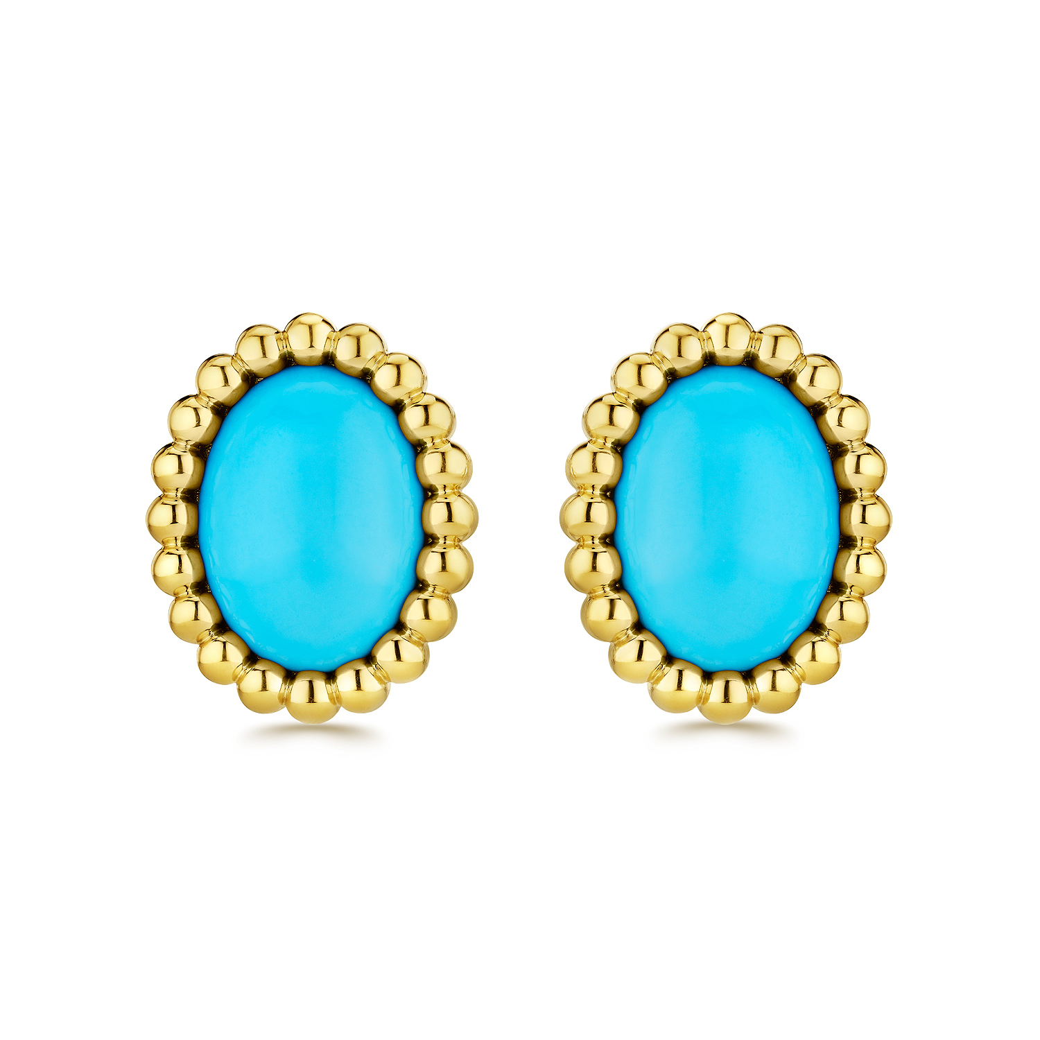 Yellow gold turquoise studs