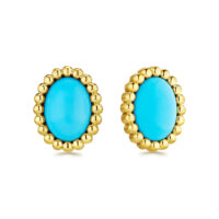 Yellow gold turquoise studs