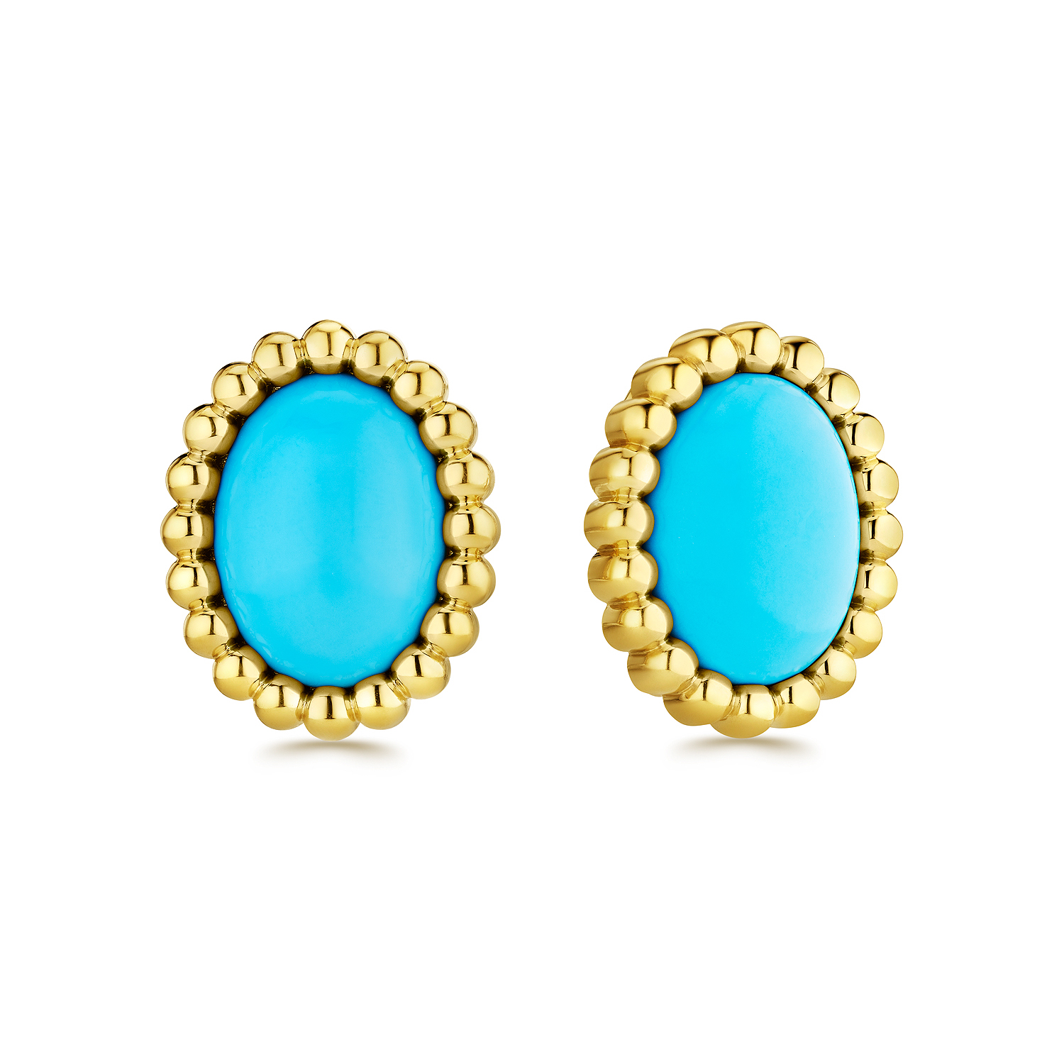 Yellow gold turquoise studs