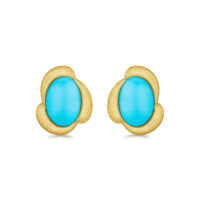 Yellow gold turquoise studs