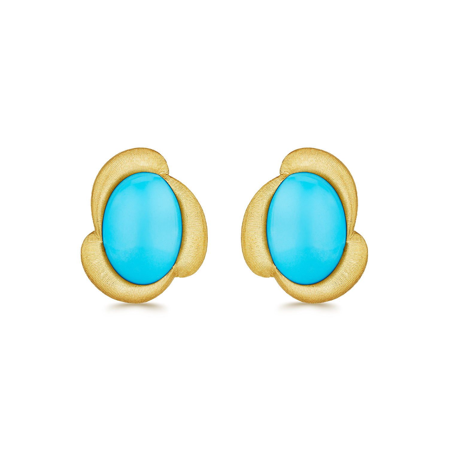 Yellow gold turquoise studs