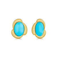 Yellow gold turquoise studs