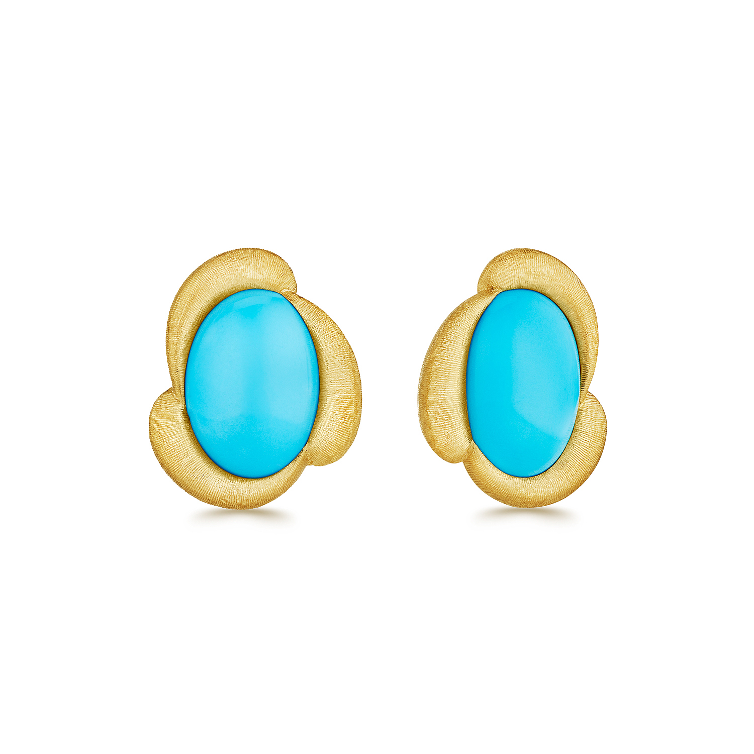 Yellow gold turquoise studs