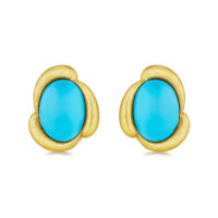 Yellow gold turquoise studs