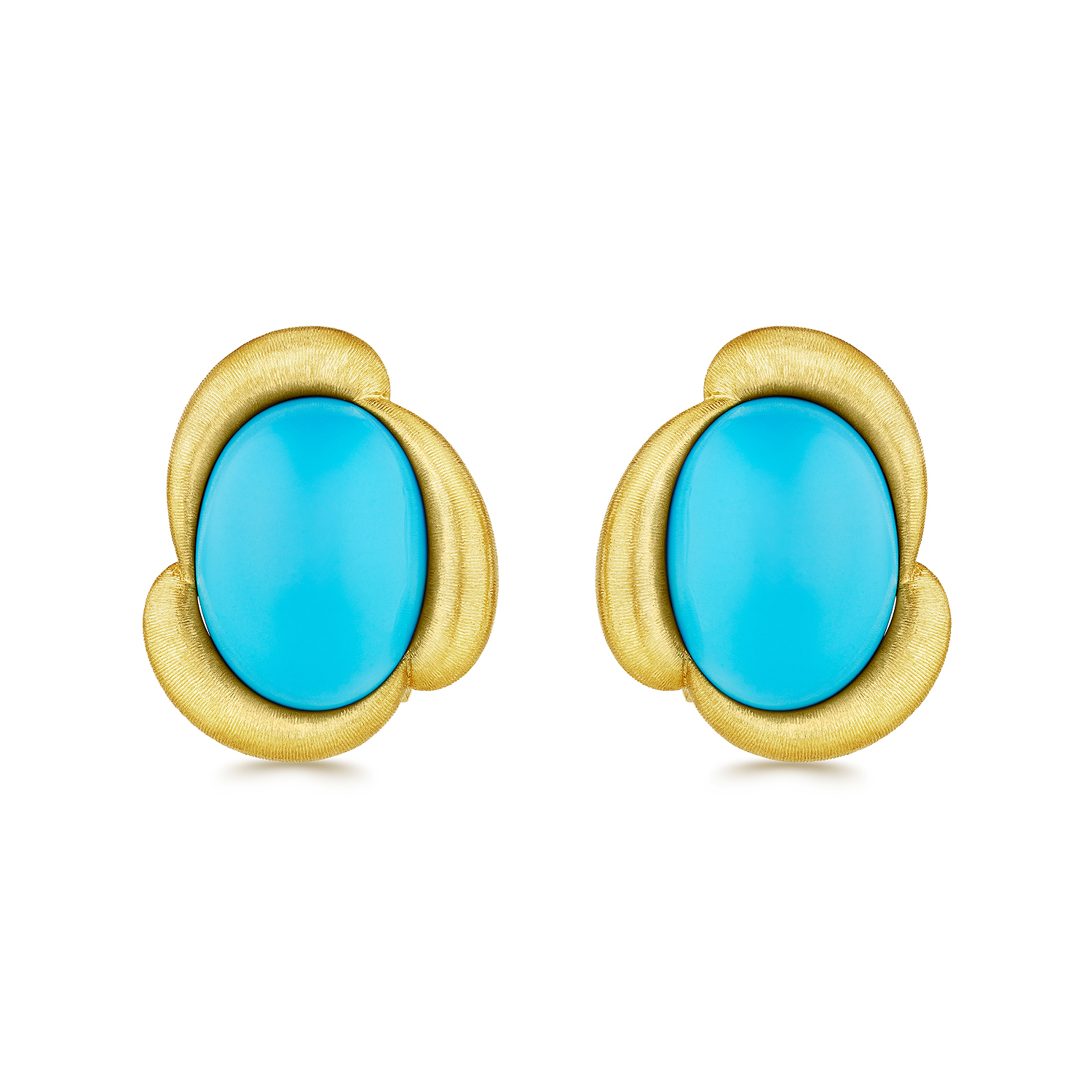 Yellow gold turquoise studs