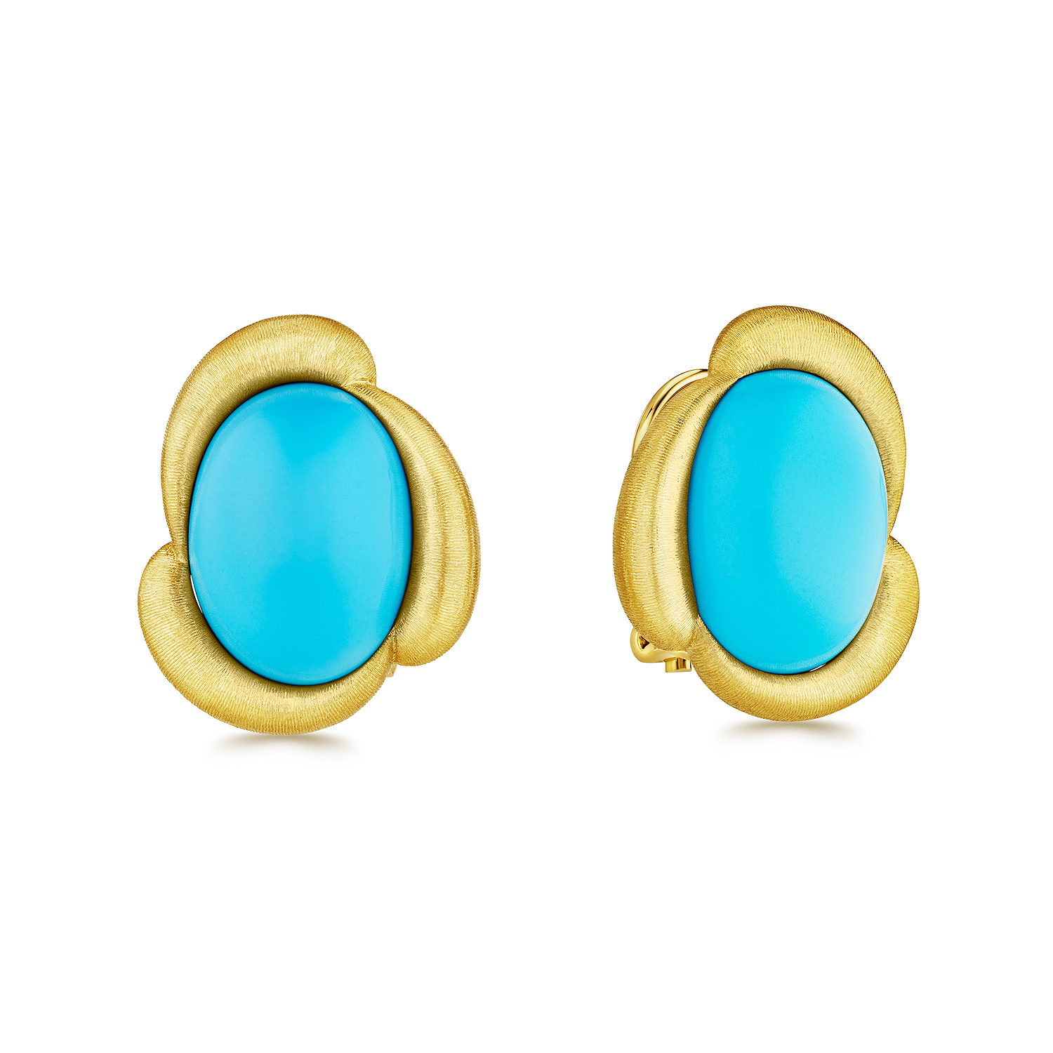 Yellow gold turquoise studs